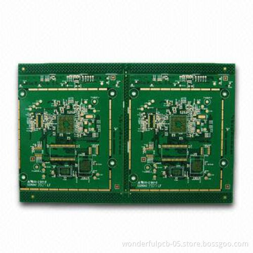 Gold Finger Double-sided PCB with Green Solder Mask and ENIG Surface Finish, RoHS Approved